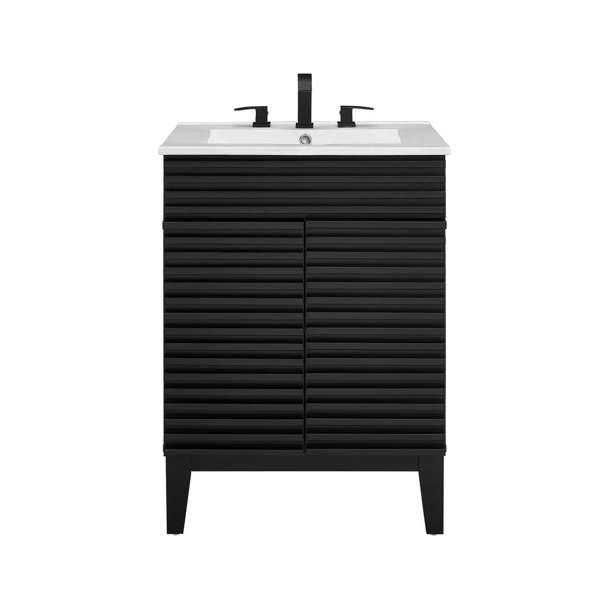 Rosie Freestanding 24 In. Bathroom Vanity With Integrated Ceramic Sink Top, 2 Doors & Adjustable Storage Shelves