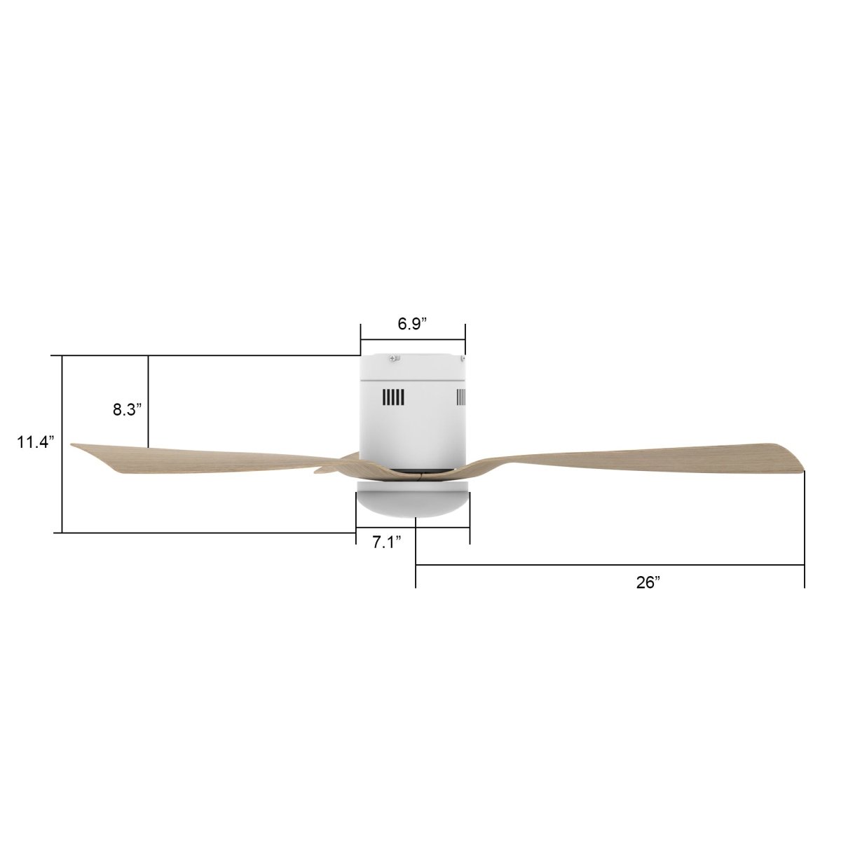SPEZIA 52 inch 3 - Blade Flush Mount Smart Ceiling Fan with Remote & LED Light - LEDMyPlace