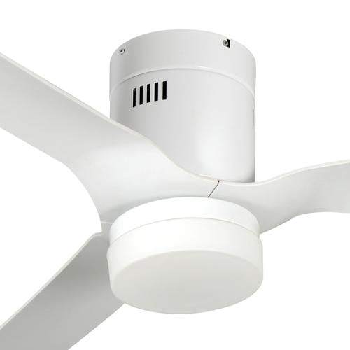 Striver 52" (3 - Blade) White Flush Mount Best Smart Ceiling Fan w/ Dimmable LED Light, Works w/ Remote Control/Alexa/Google Home/Siri - LEDMyPlace