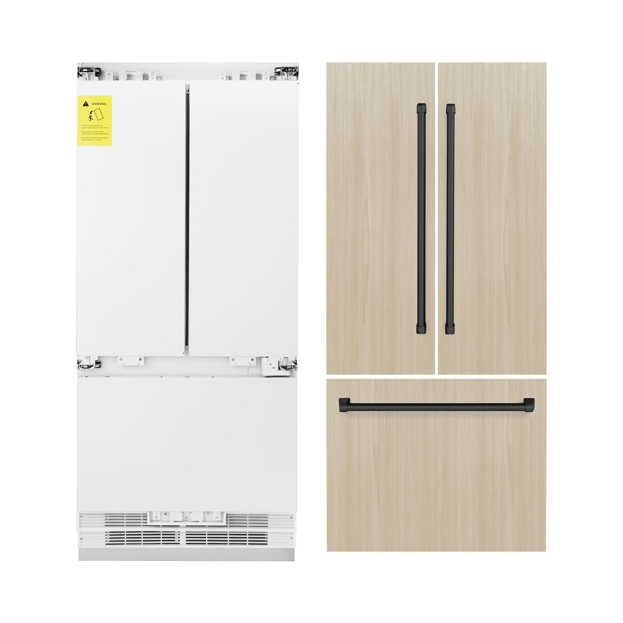 ZLINE Autograph Edition 36 in. 19.6 cu. ft. Panel Ready French Door Built-In Bottom Freezer Refrigerator with Water Dispenser and Ice Maker with Matte Black Accents (RBIVZ-36-MB)