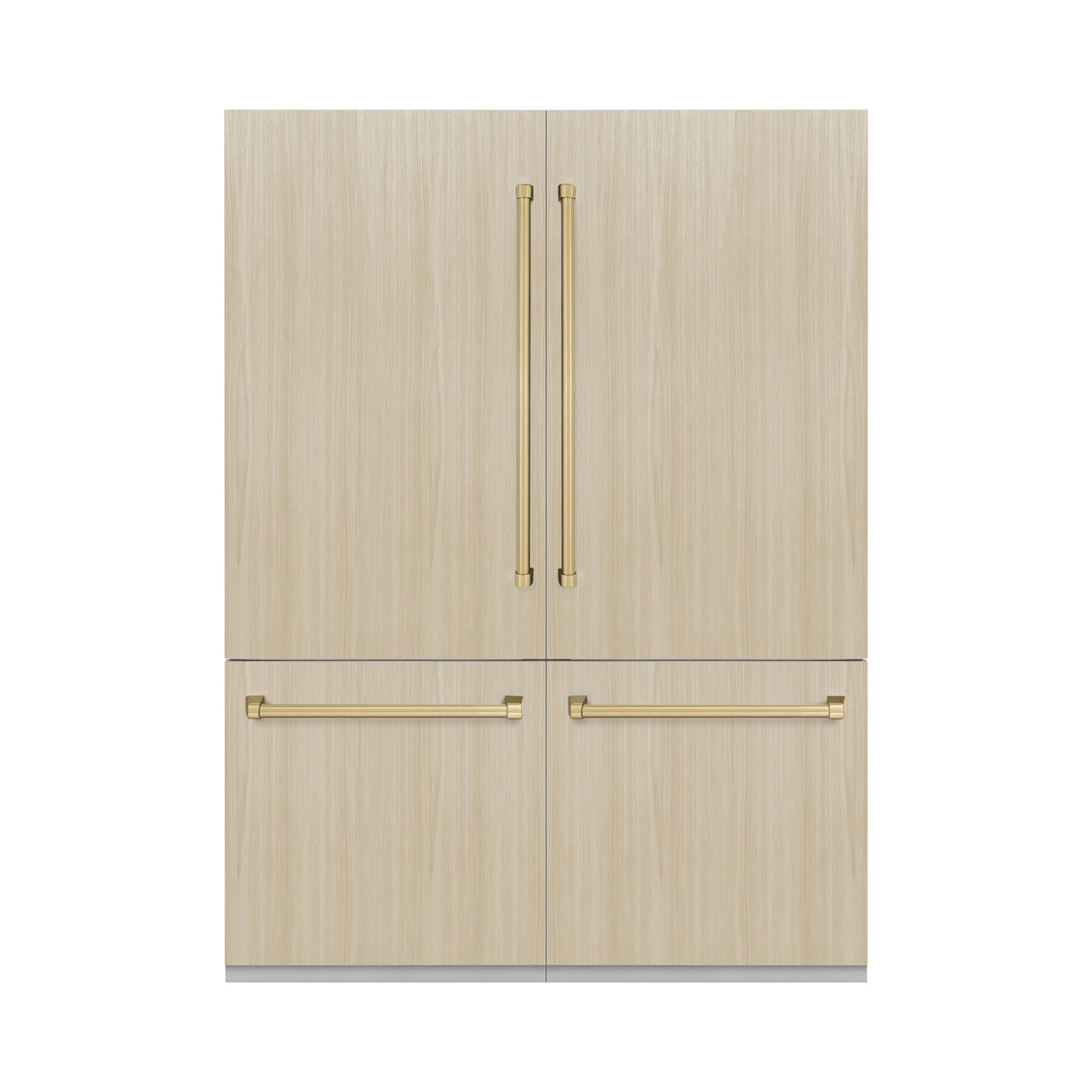 ZLINE Autograph Edition 60 in. 32.2 cu. ft. Panel Ready French Door Built-In Bottom Freezer Refrigerator with Water Dispenser and Ice Maker with Champagne Bronze Accents (RBIVZ-60-CB)