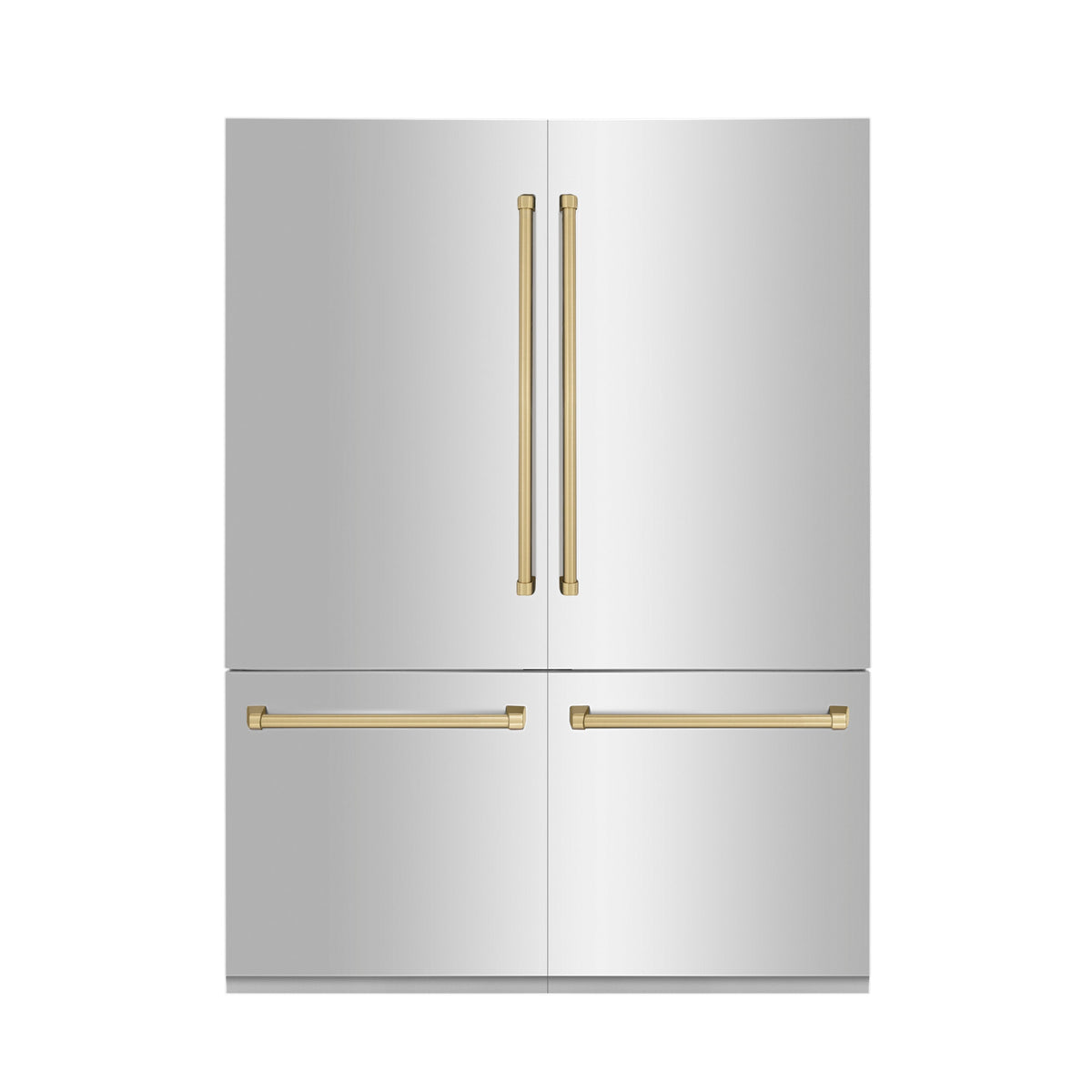 ZLINE Autograph Edition 60 in. 32.2 cu. ft. French Door Built-In Bottom Freezer Refrigerator with Water Dispenser and Ice Maker in Stainless Steel with Champagne Bronze Accents (RBIVZ-304-60-CB)