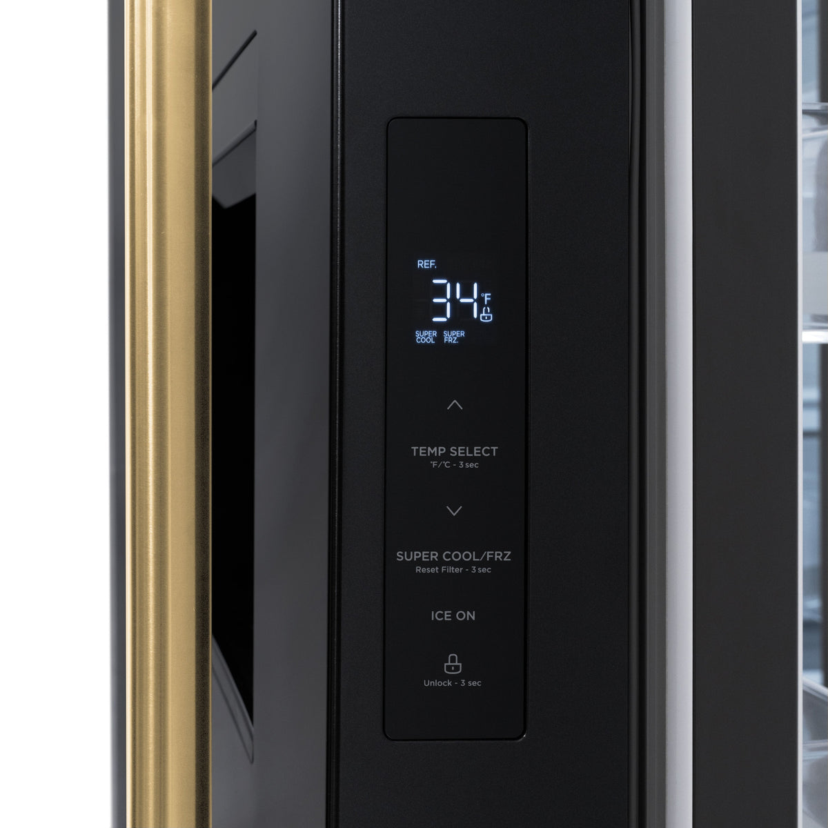 ZLINE Autograph Edition 36 in. 28.9 cu. ft. Standard-Depth French Door External Water Dispenser Refrigerator with Dual Ice Maker in Fingerprint-Resistant Black Stainless Steel and Polished Gold Traditional Handles (RSMZ-W-36-BS-G)