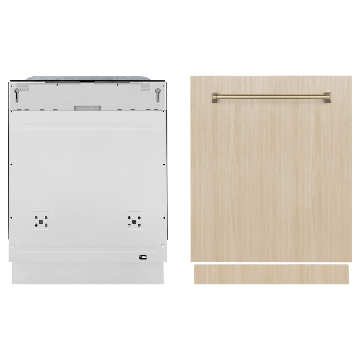 ZLINE Autograph Edition 24" Monument Series 3rd Rack Top Touch Control Tall Tub Dishwasher in Custom Panel Ready with Champagne Bronze Handle, 45dBa (DWMTZ-24-CB)