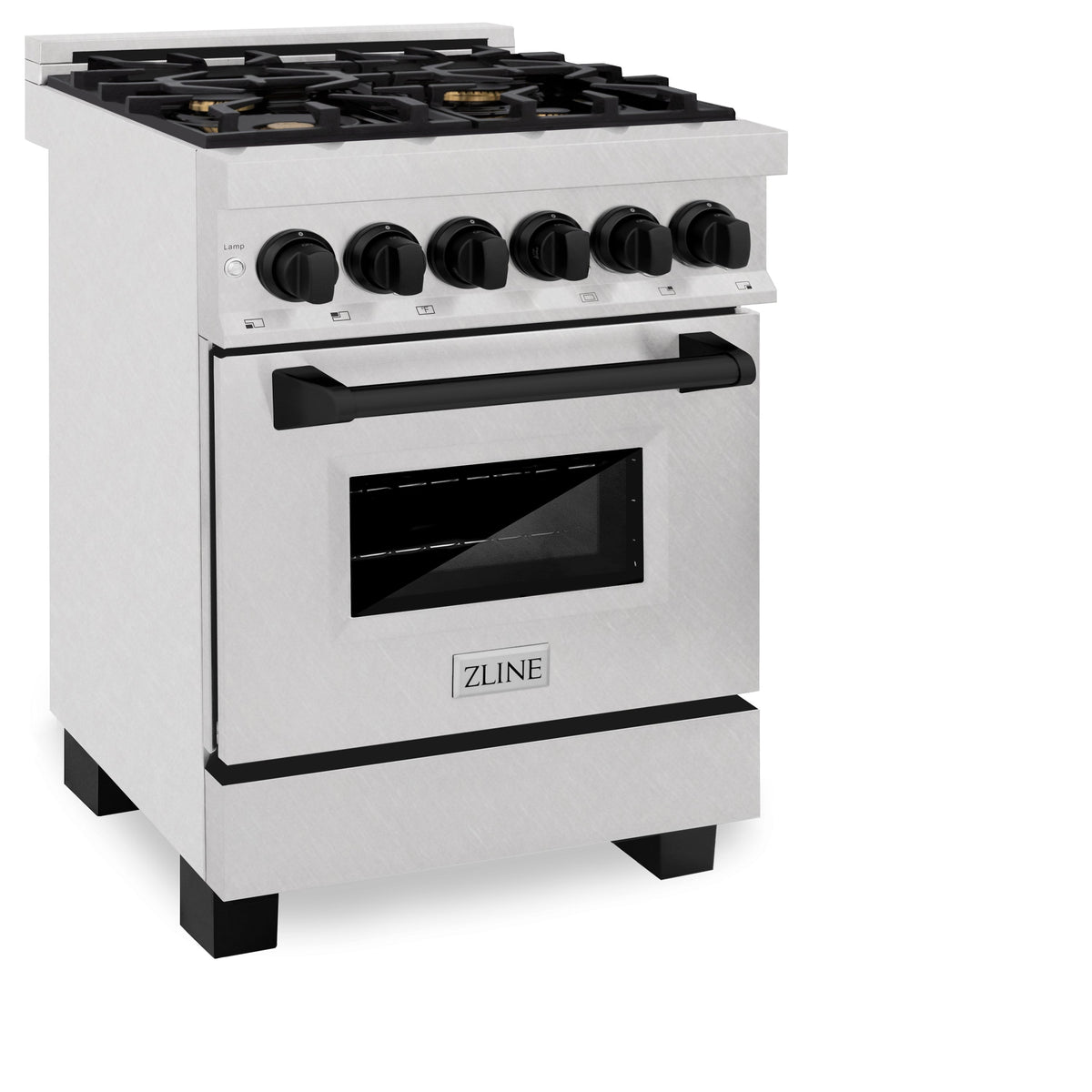 ZLINE Autograph Edition 24 in. 2.8 cu. ft. Legacy Dual Fuel Range with 4 Burner Gas Cooktop and Electric Convection Oven in Satin Stainless Steel and Matte Black Accents (RASZ-SN-24-MB)