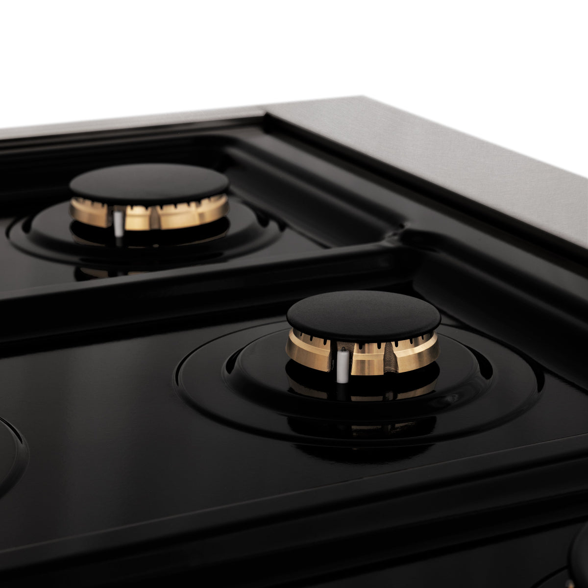 ZLINE Autograph Edition 48 in. 6.0 cu. ft. Legacy Dual Fuel Range with 7 Burner Gas Cooktop and 2 Electric Ovens in Satin Stainless Steel with White Matte Doors and Matte Black Accents (RASZ-WM-48-MB)