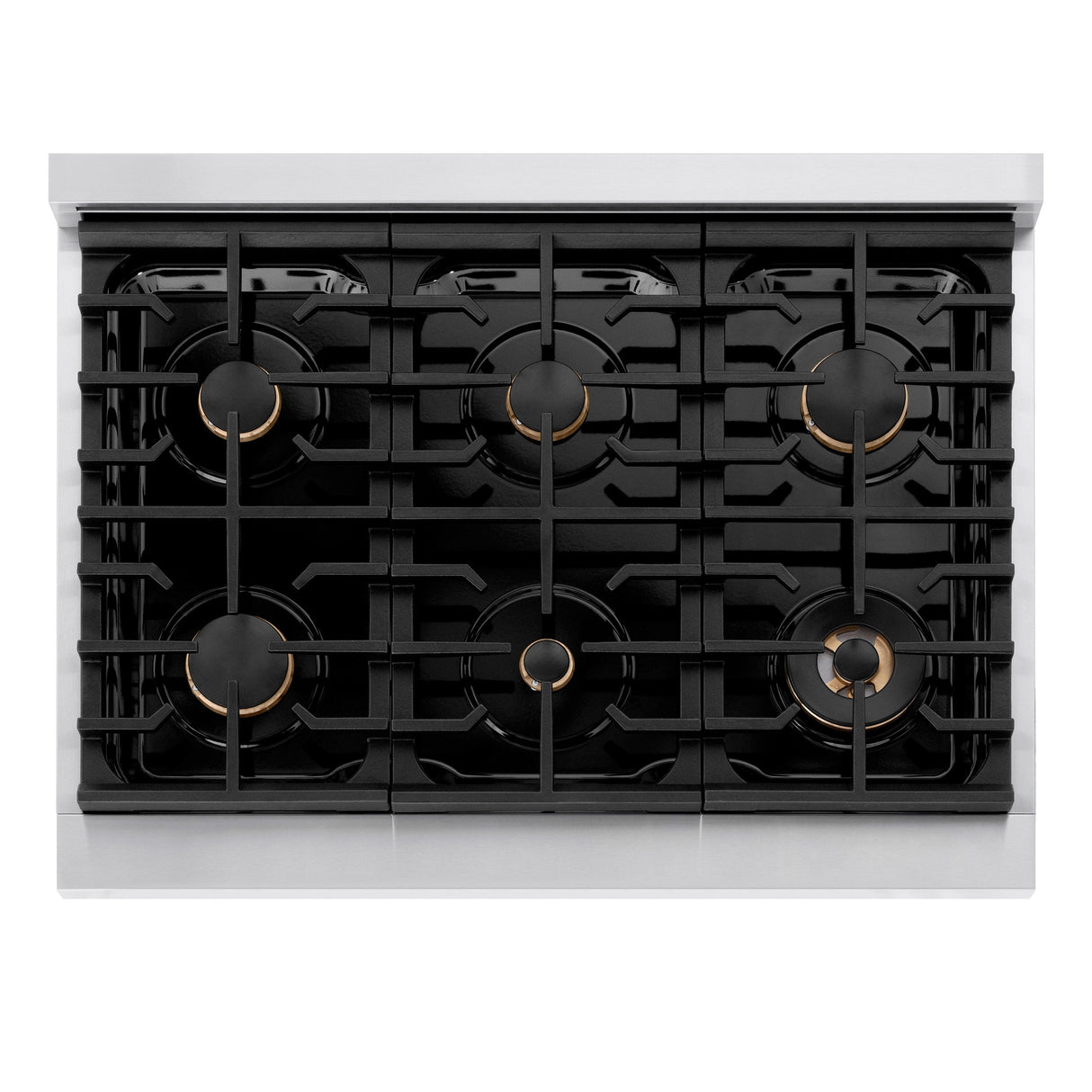 ZLINE Autograph Edition 36 in. 5.2 cu. ft. Paramount Gas Range with 6 Burner Cooktop and Convection Gas Oven in Stainless Steel and Matte Black Accents (SGRZ-36-MB)