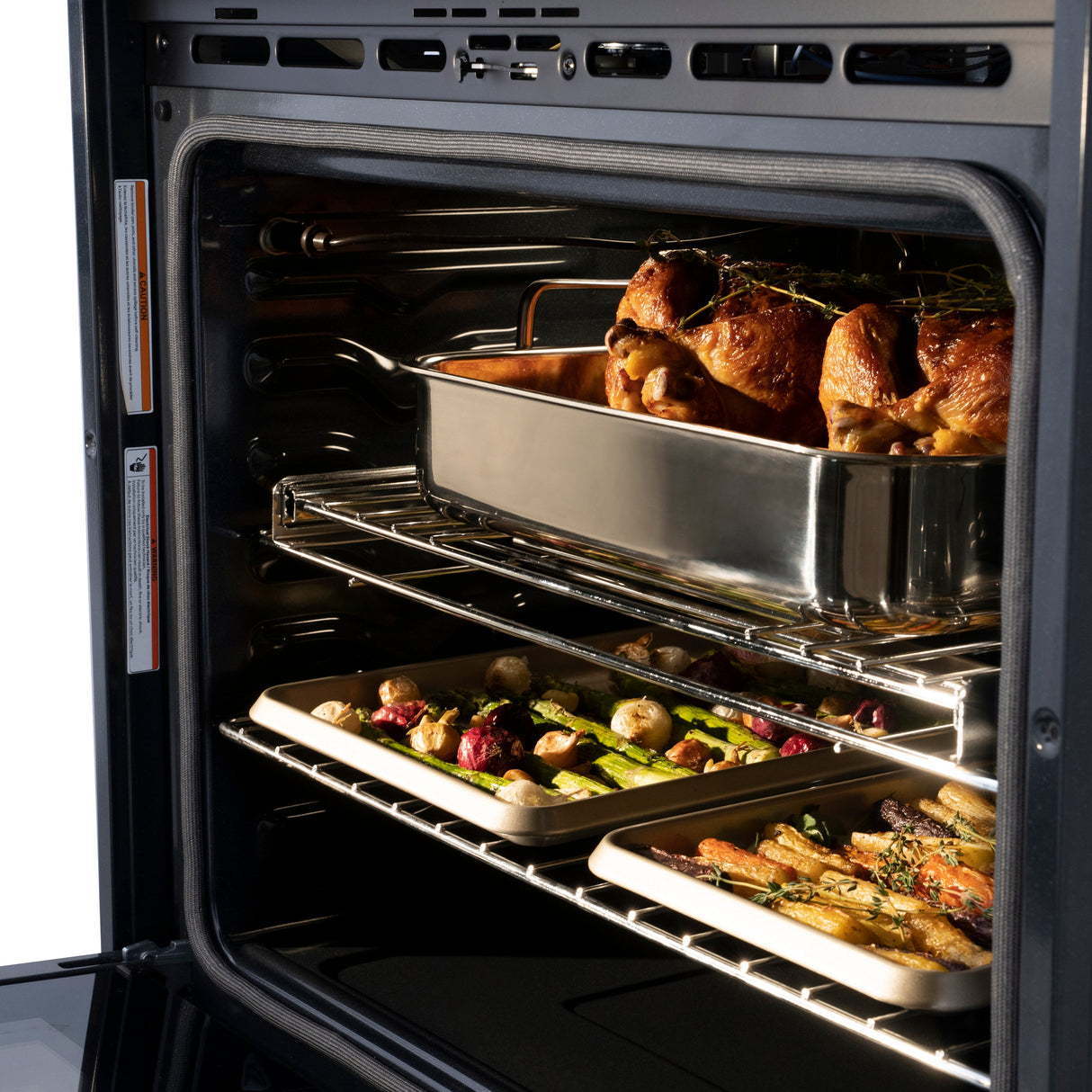 ZLINE 30 in. Autograph Edition Professional True Convection Single Wall Oven with Air Fry and Self Clean in Satin Stainless Steel with Polished Gold Handle (WASSZ-30-G)