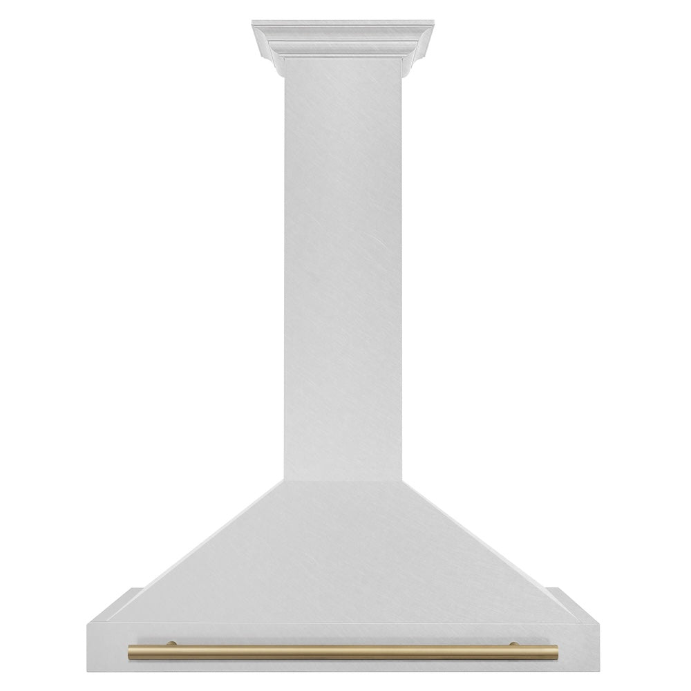 ZLINE 36 in. Autograph Edition Convertible Fingerprint Resistant DuraSnow® Stainless Steel Range Hood with Champagne Bronze Handle (KB4SNZ-36-CB)