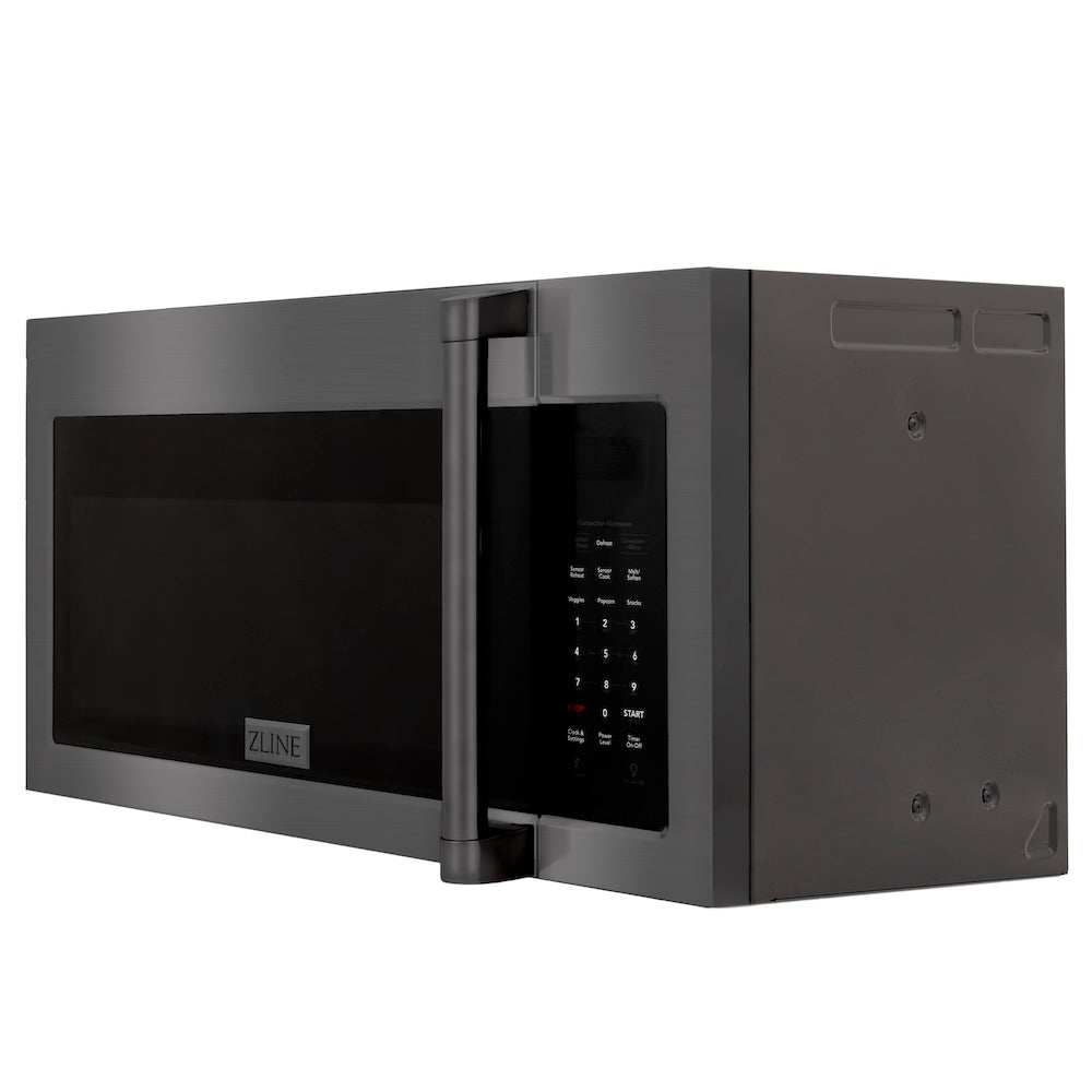 ZLINE 1.5 cu. ft. Over the Range Convection Microwave Oven in Black Stainless Steel with Traditional Handle and Sensor Cooking (MWO-OTR-H-30-BS)