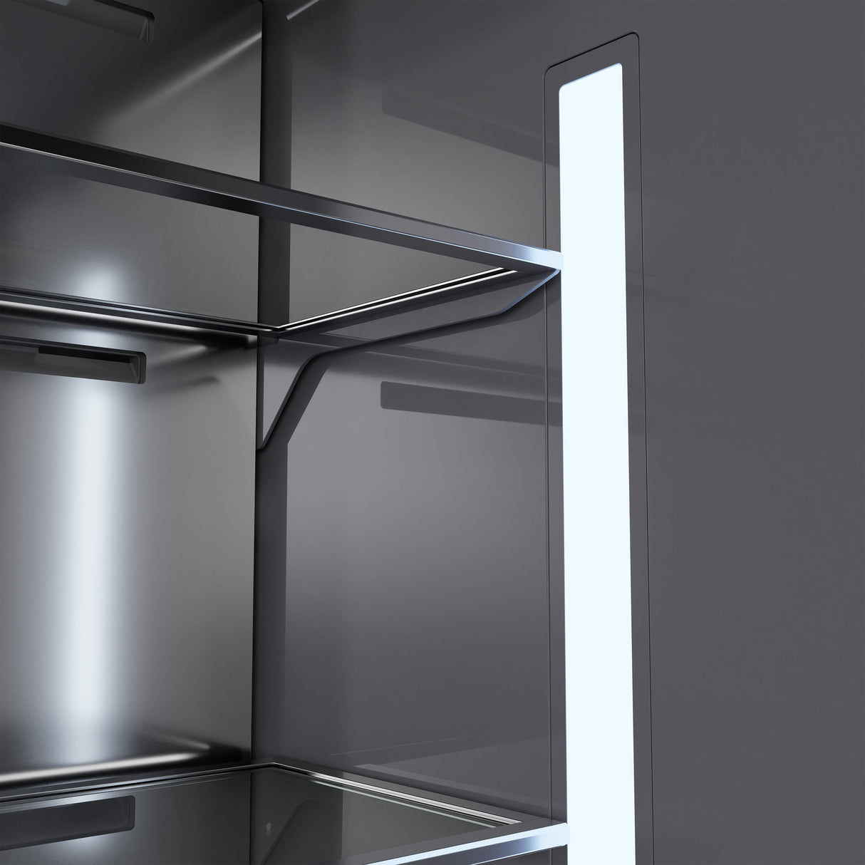 ZLINE 60 in. 32.2 cu. ft. French Door Built-In Bottom Freezer Refrigerator with Water Dispensers and Ice Makers in Satin Stainless Steel with Graphite Gray Interior (GRBIV-SN-60)