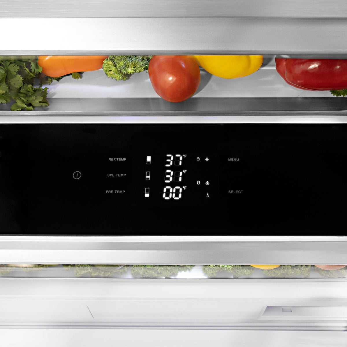ZLINE Autograph Edition 60 in. 32.2 cu. ft. French Door Built-In Bottom Freezer Refrigerator with Water Dispenser and Ice Maker in Stainless Steel with Matte Black Accents (RBIVZ-304-60-MB)