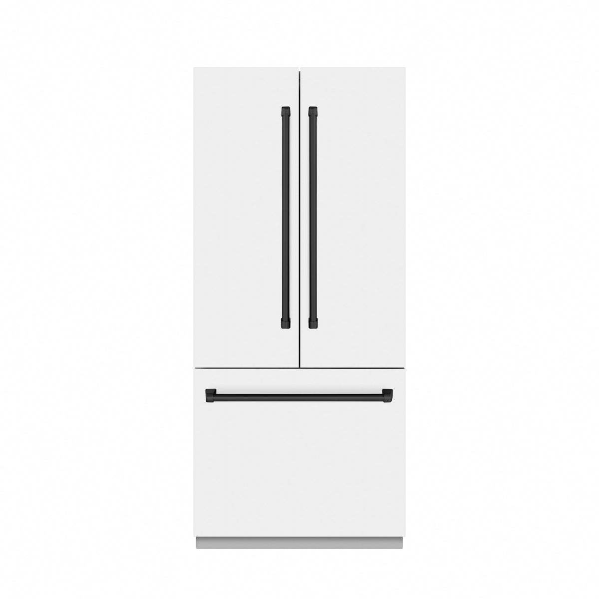 ZLINE Autograph Edition 36 in. 19.6 cu. ft. French Door Built-In Bottom Freezer Refrigerator with Water Dispenser and Ice Maker in White Matte with Stainless Steel Interior and Matte Black Accents (SRBIVZ-WM-36-MB)