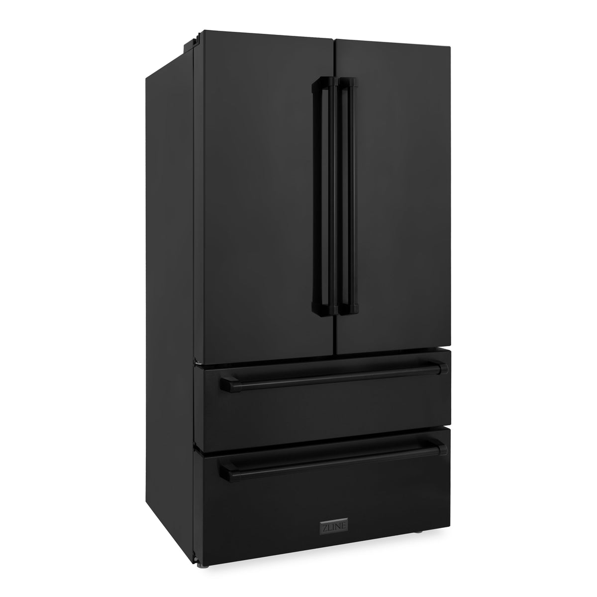 ZLINE 36 in. 21.6 cu. ft. Counter-Depth French Door Refrigerator with Water and Ice Dispenser with Extra Water Filter in Fingerprint-Resistant Black Stainless Steel (RFM-W-WF-36-BS)