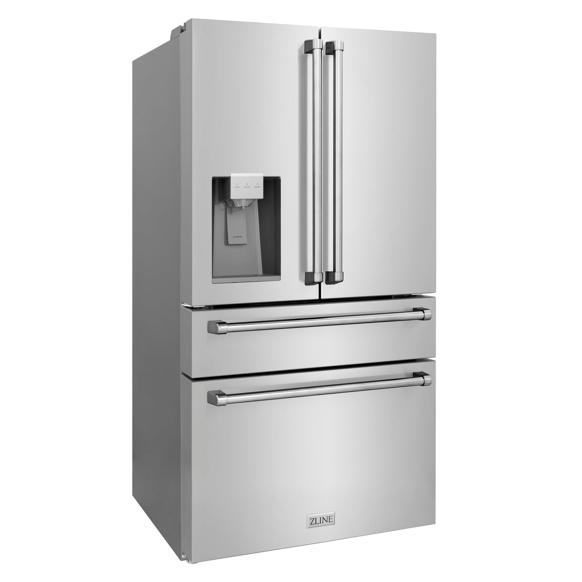 ZLINE 36 in. 21.6 cu. ft. Counter-Depth French Door Refrigerator with Water and Ice Dispenser with Extra Water Filter in Fingerprint-Resistant Stainless Steel (RFM-W-WF-36)