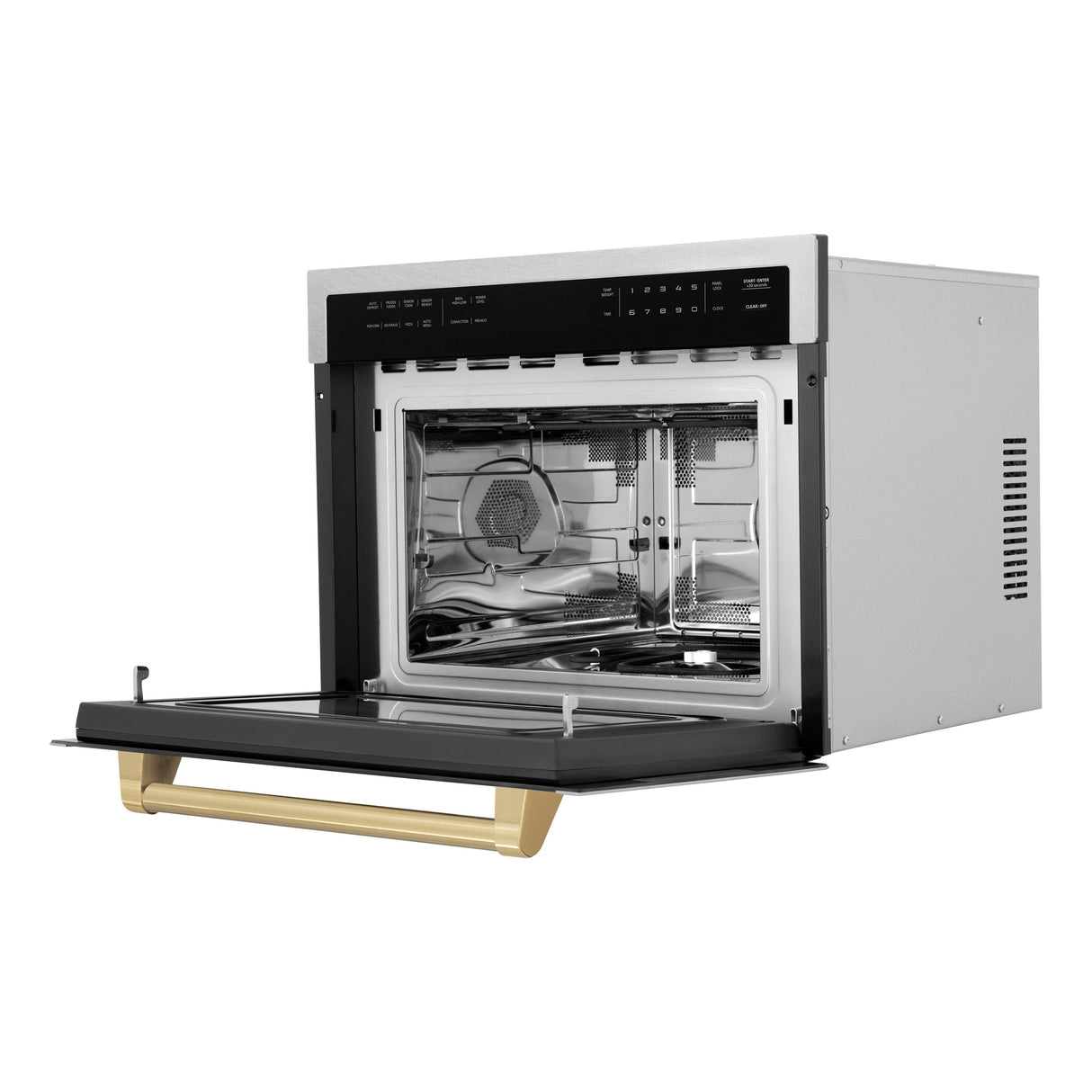 ZLINE Autograph Edition 24 in. 1.6 cu ft. Built-in Convection Microwave Oven in Satin Stainless Steel with Champagne Bronze Accents (MWOZ-24-SS-CB)