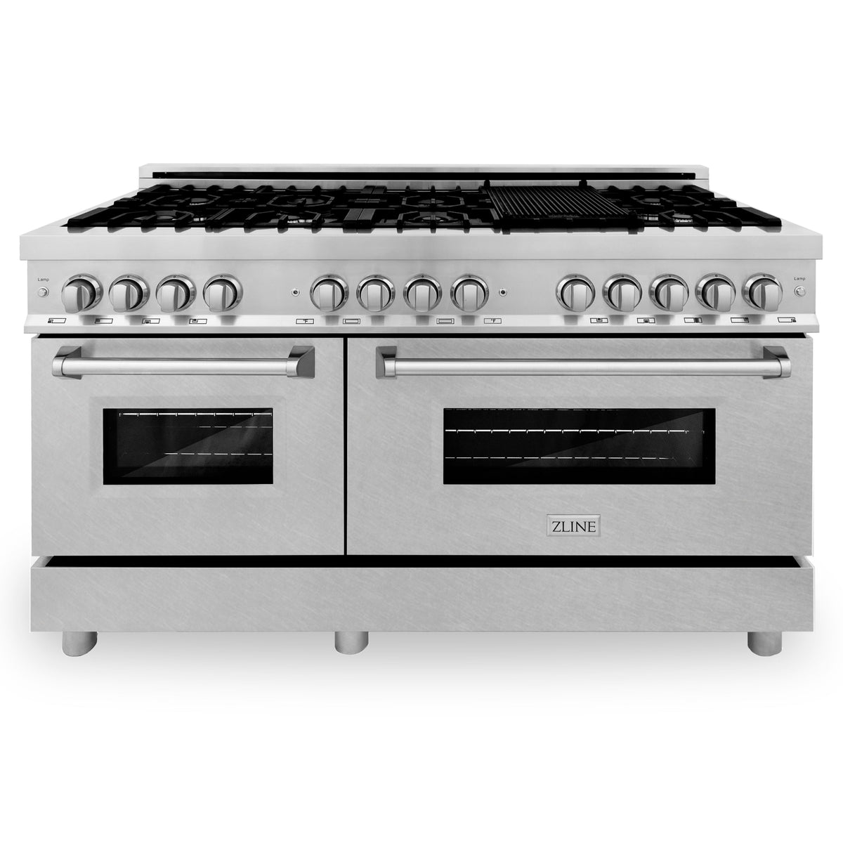 ZLINE 60 in. 7.4 cu. ft. Legacy Dual Fuel Range with 9 Burner Gas Cooktop and 2 Electric Convection Ovens in Stainless Steel with Satin Stainless Steel Doors (RA-SN-60)