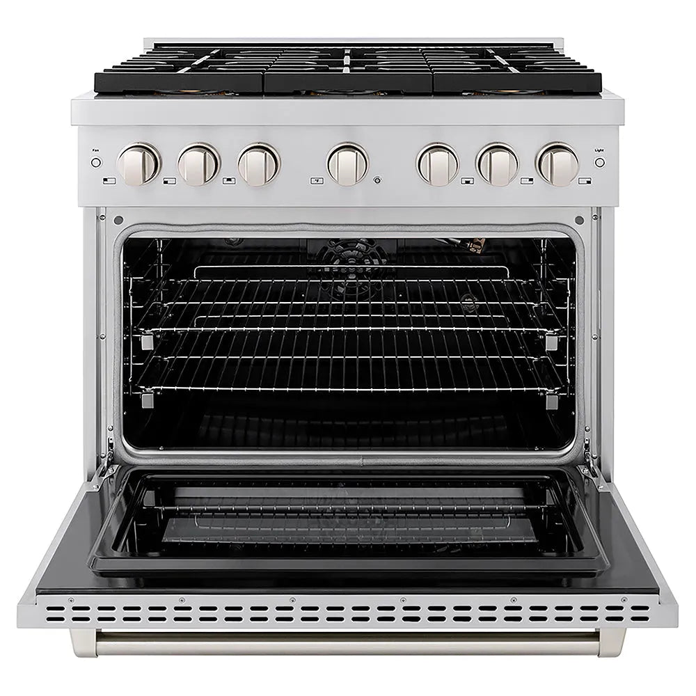 ZLINE 36 in. 5.2 cu. ft. Paramount Gas Range with 6 Burner DuoPro™ Cooktop and Convection Gas Oven in Stainless Steel (PSGR36)