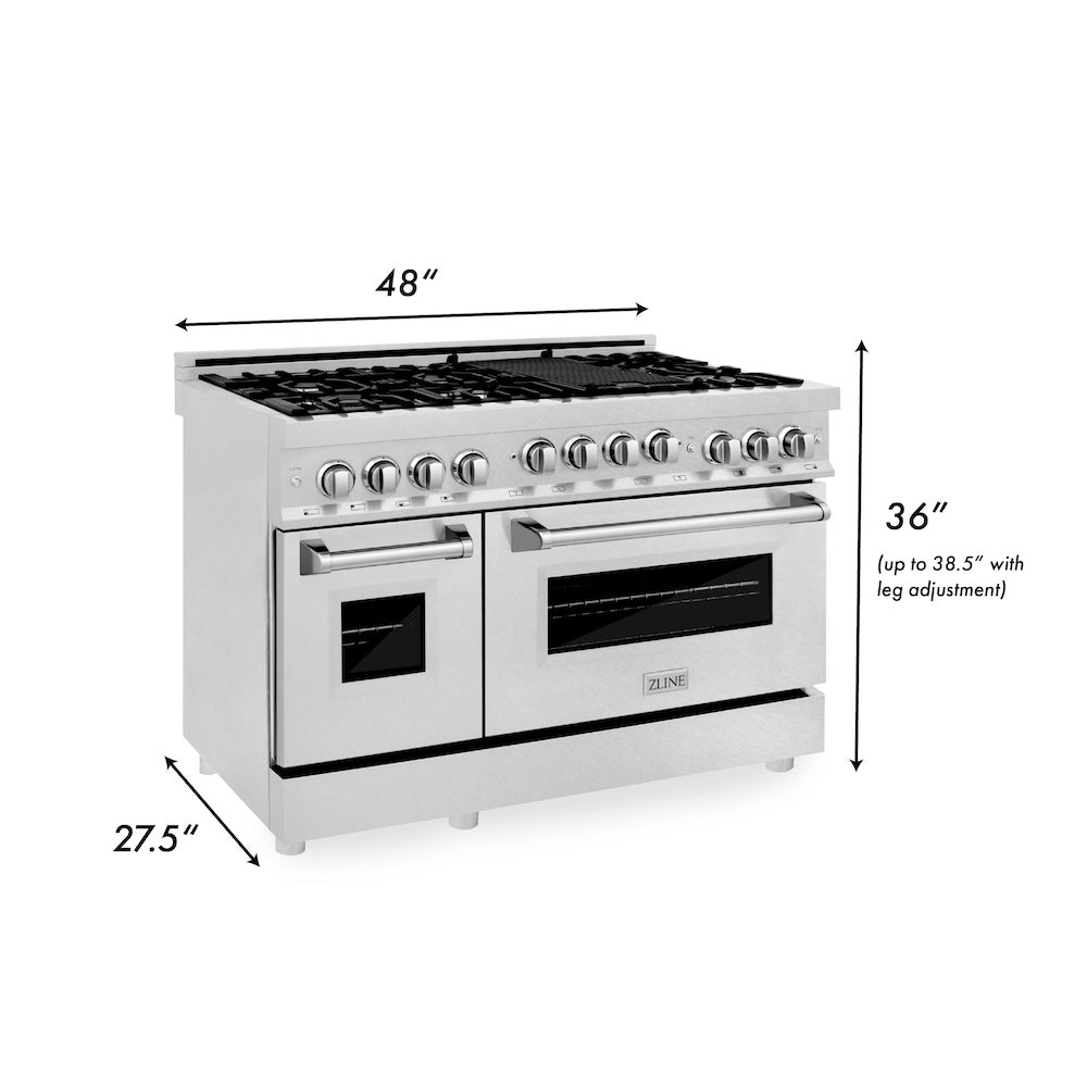 ZLINE 48 in. 6.0 cu. ft. Range with Natural Gas Stove and Natural Gas Oven in Fingerprint Resistant Stainless Steel (RGS-SN-48)