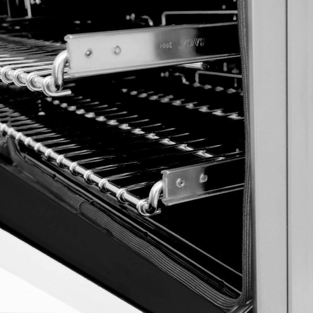 ZLINE 30 in. 4.0 cu. ft. Legacy Dual Fuel Range with 4 Burner Gas Cooktop and Electric Convection Oven in Stainless Steel and White Matte Door (RA-WM-30)