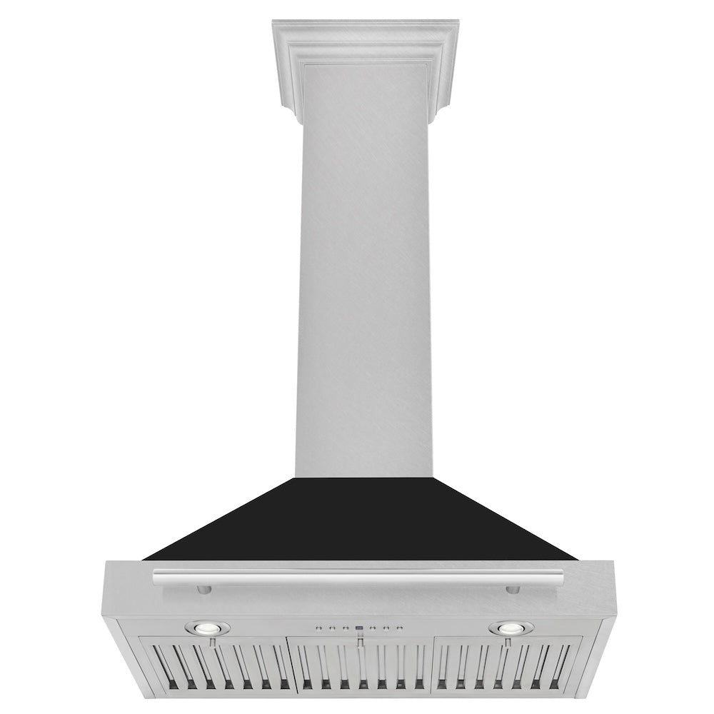 ZLINE 30 in. Convertible Fingerprint Resistant DuraSnow® Stainless Steel Range Hood with Black Matte Shell and Stainless Steel Handle (KB4SNX-BLM-30)