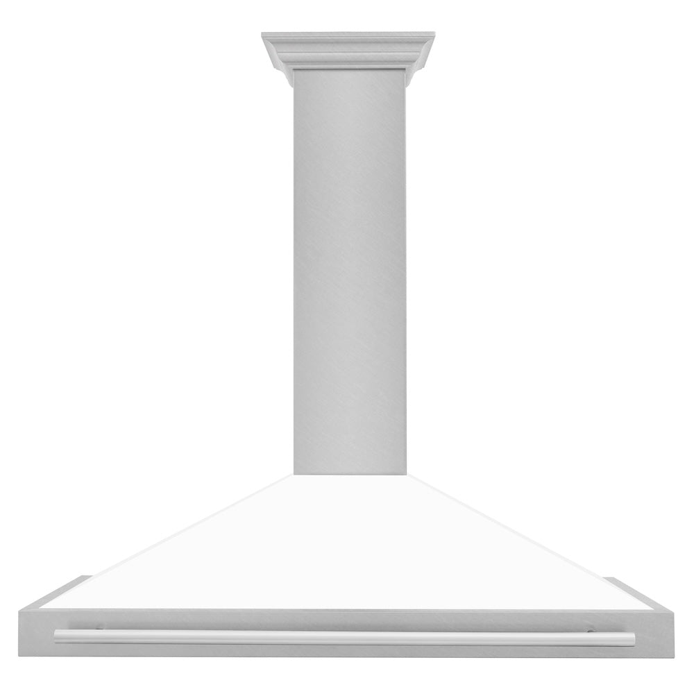 ZLINE 48 in. Convertible Fingerprint Resistant DuraSnow® Stainless Steel Range Hood with White Matte Shell and Stainless Steel Handle (KB4SNX-WM-48)