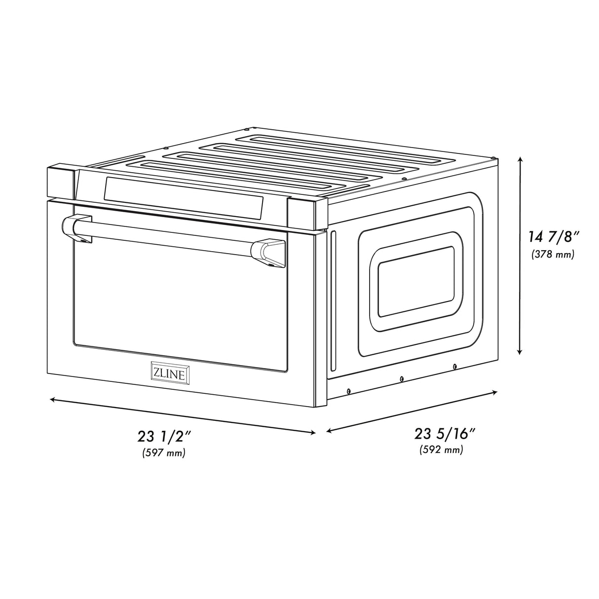 ZLINE Autograph Edition 24 in. 1.2 cu. ft. Built-in Microwave Drawer with a Traditional Handle in Satin Stainless Steel and Champagne Bronze Accents (MWDZ-1-SS-H-CB)