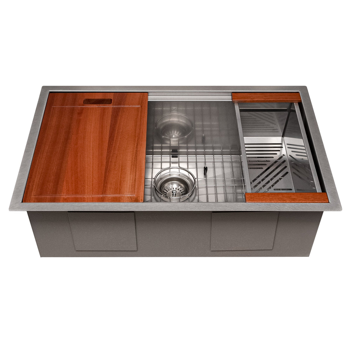 ZLINE 33 in. Garmisch Undermount Single Bowl Satin Stainless Steel Kitchen Sink with Bottom Grid and Accessories (SLS-33S)