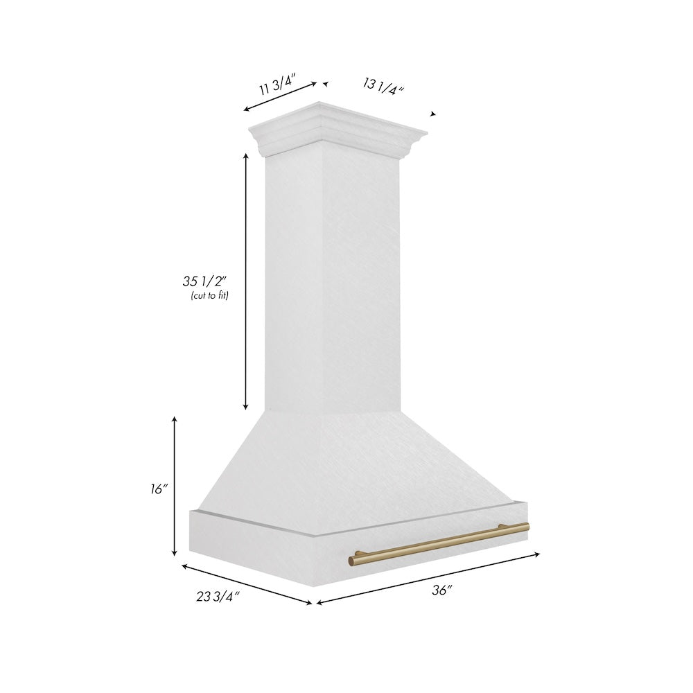ZLINE Autograph Edition 36" Fingerprint Resistant Stainless Steel Range Hood with Champagne Bronze Handle (8654SNZ-36-CB)
