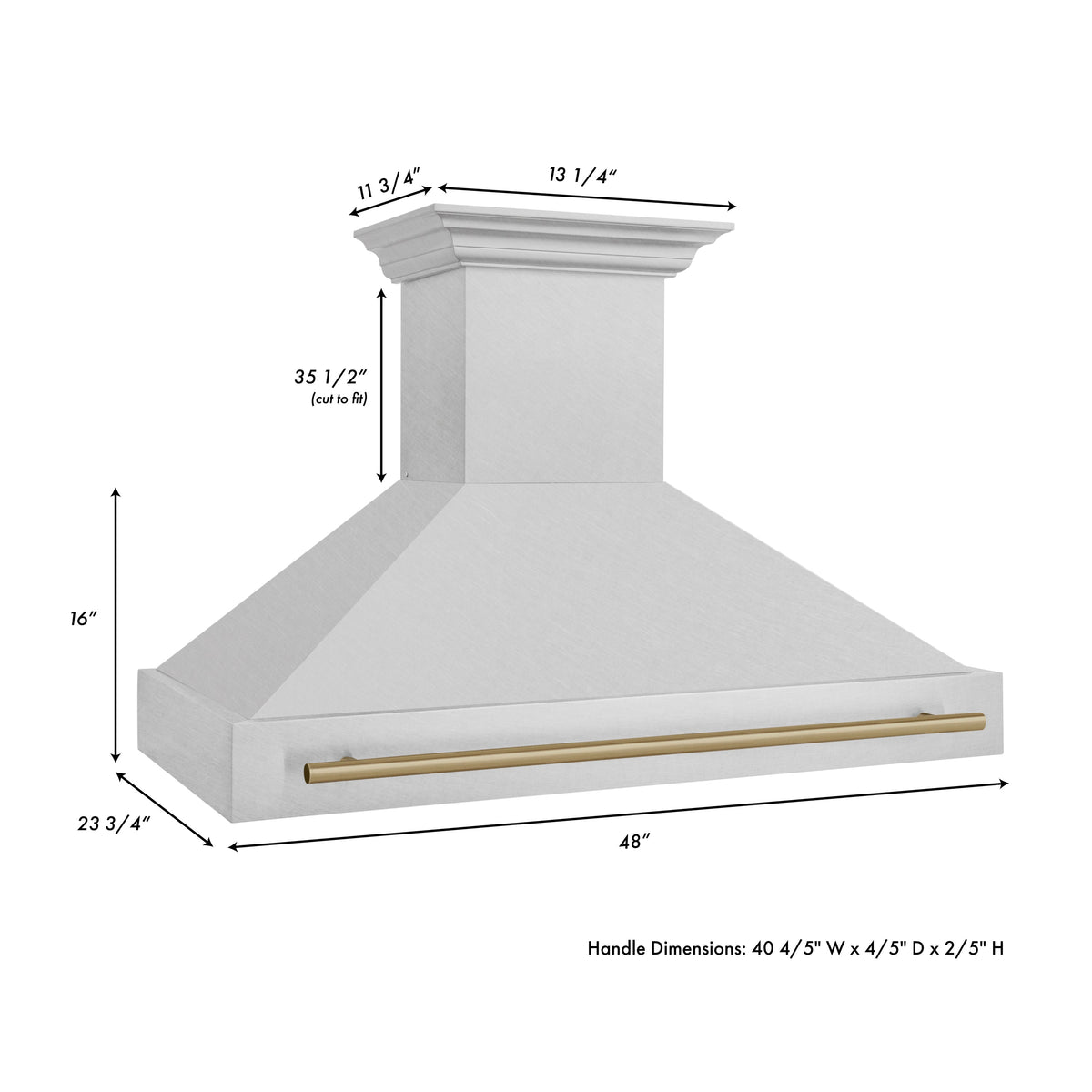 ZLINE Autograph Edition 48" Fingerprint Resistant Stainless Steel Range Hood with Champagne Bronze Handle (8654SNZ-48-CB)