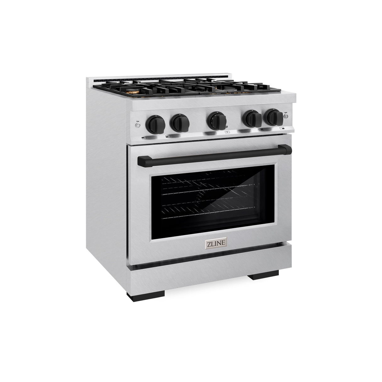 ZLINE Autograph Edition 30 in. 4.2 cu. ft. Select Dual Fuel Range with 4 Burner Gas Cooktop and Electric Convection Oven in Satin Stainless Steel with Matte Black Accents (HDRSZ-30-MB)