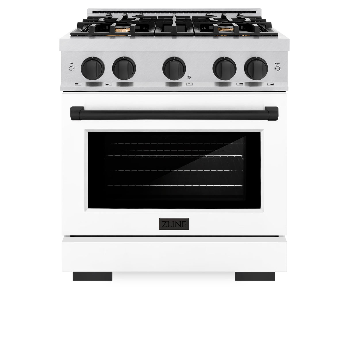 ZLINE Autograph Edition 30 in. 4.2 cu. ft. Select Gas Range with 4 Burner Cooktop and Convection Gas Oven in Satin Stainless Steel with White Matte Door and Matte Black Accents (HGRSZ-WM-30-MB)