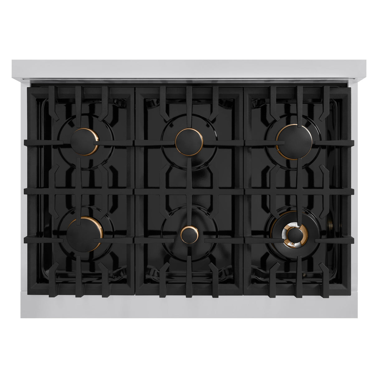 ZLINE Autograph Edition 36 in. 5.2 cu. ft. Select Dual Fuel Range with 6 Burner Gas Cooktop and Electric Convection Oven in Stainless Steel with Black Matte Door and Polished Gold Accents (HDRZ-BLM-36-G)