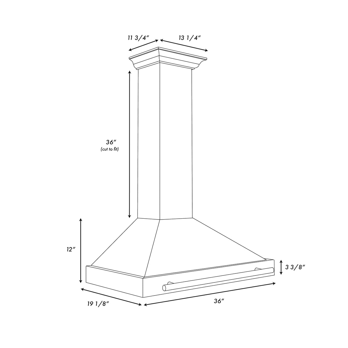 ZLINE 36 in. Convertible Black Stainless Steel Wall Mount Range Hood With Black Stainless Steel Handle (BSKB4X-36)
