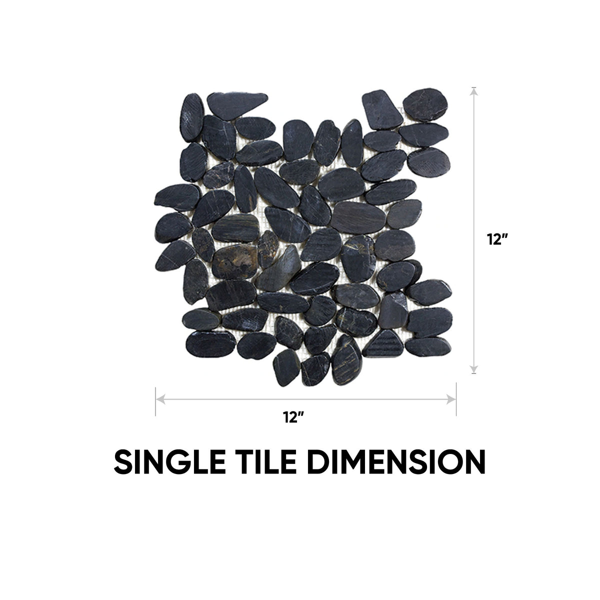 Zen Tahitian Black Sand Flat Pebble Polished Mosaic