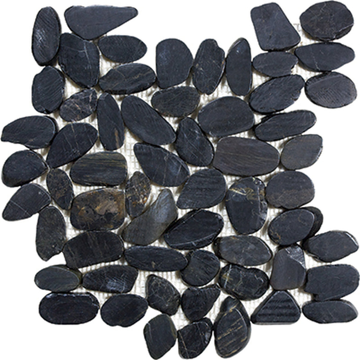 Zen Tahitian Black Sand Flat Pebble Polished Mosaic