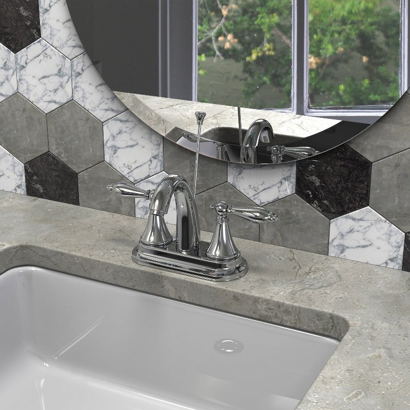 Mid-arc Bathroom Sink Faucet With Lift & Double Handle
