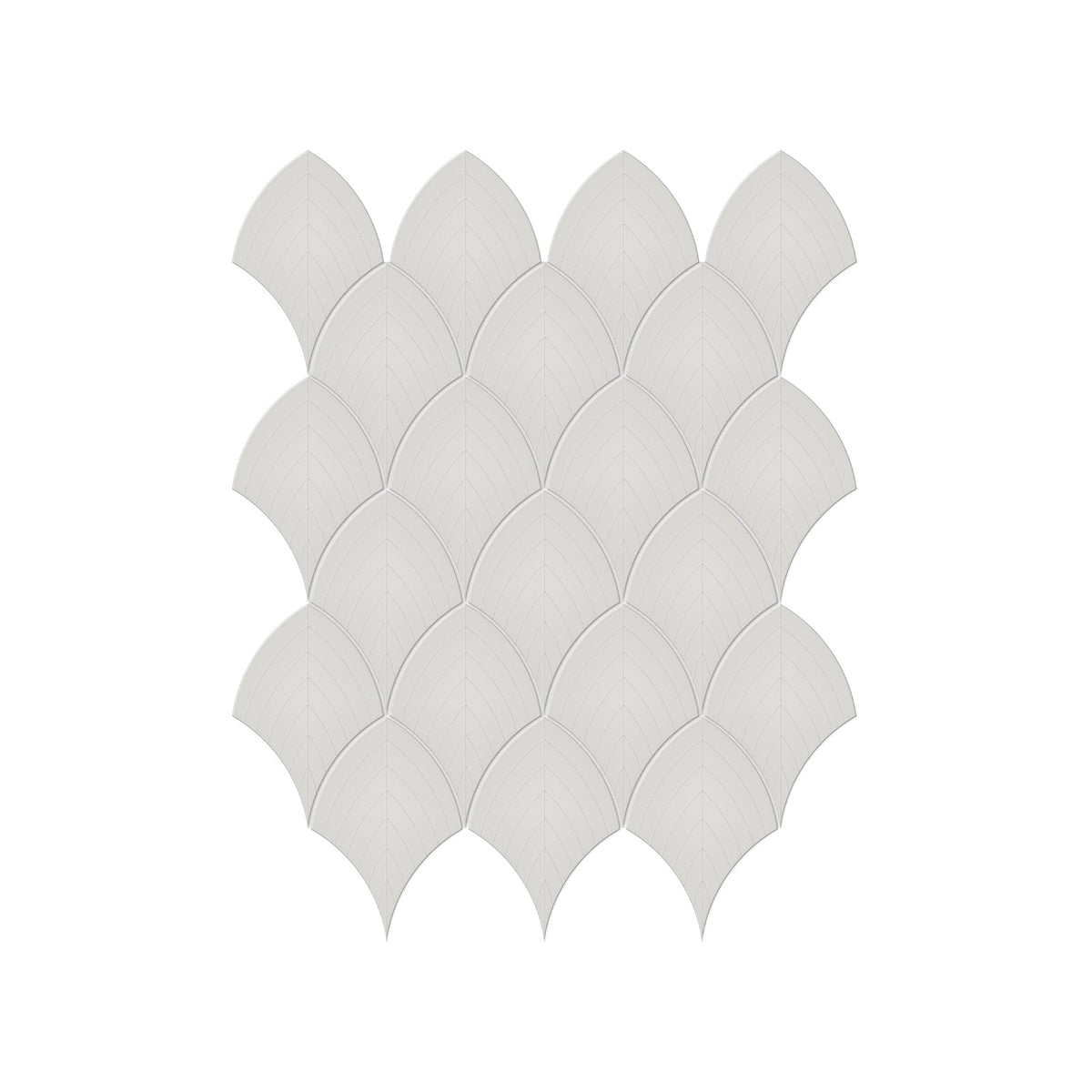 Scallop Soho Halo Grey Glossy Glazed Porcelain Mosaic