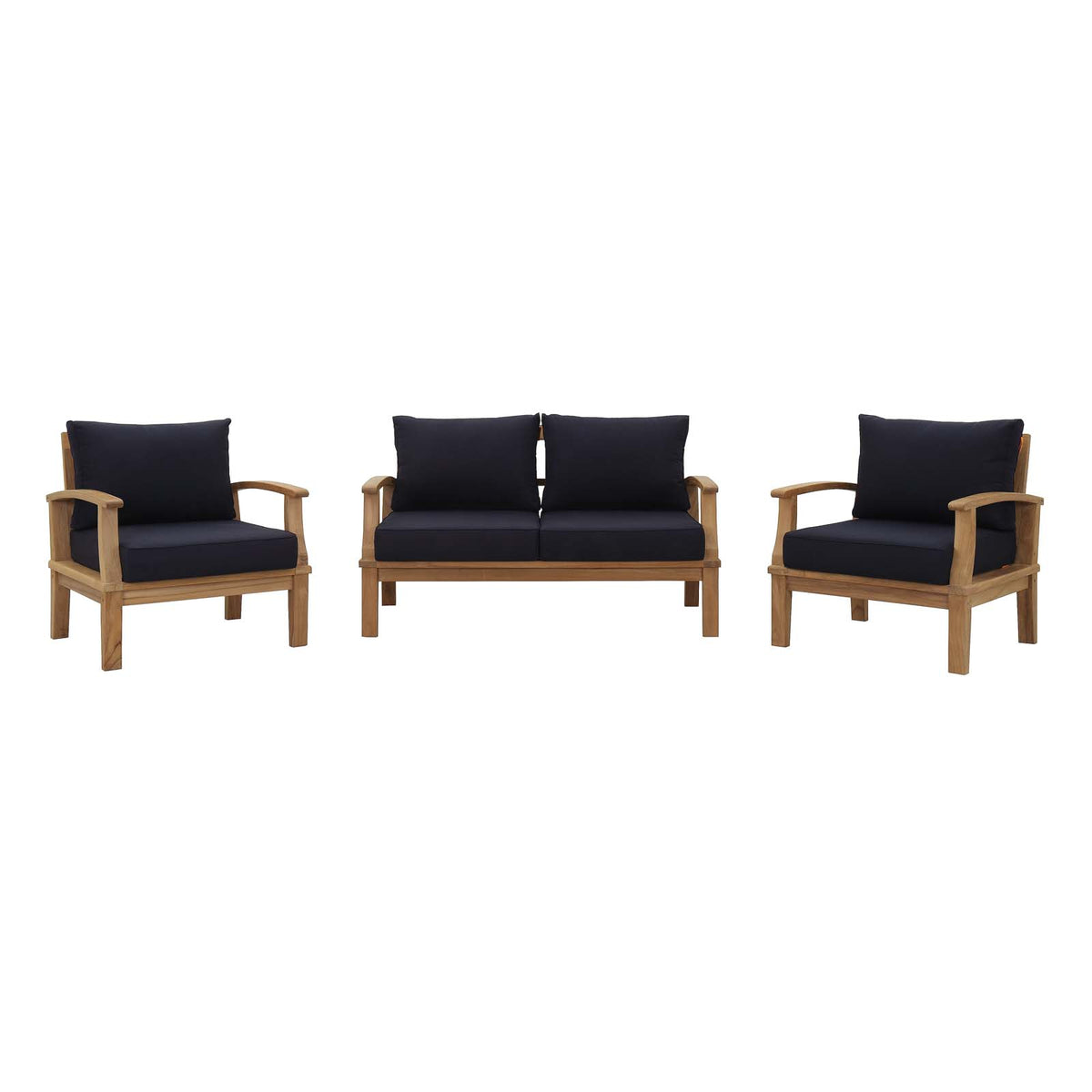 Marina 3 Piece one Sofa Outdoor Patio Teak Set - BUILDMYPLACE