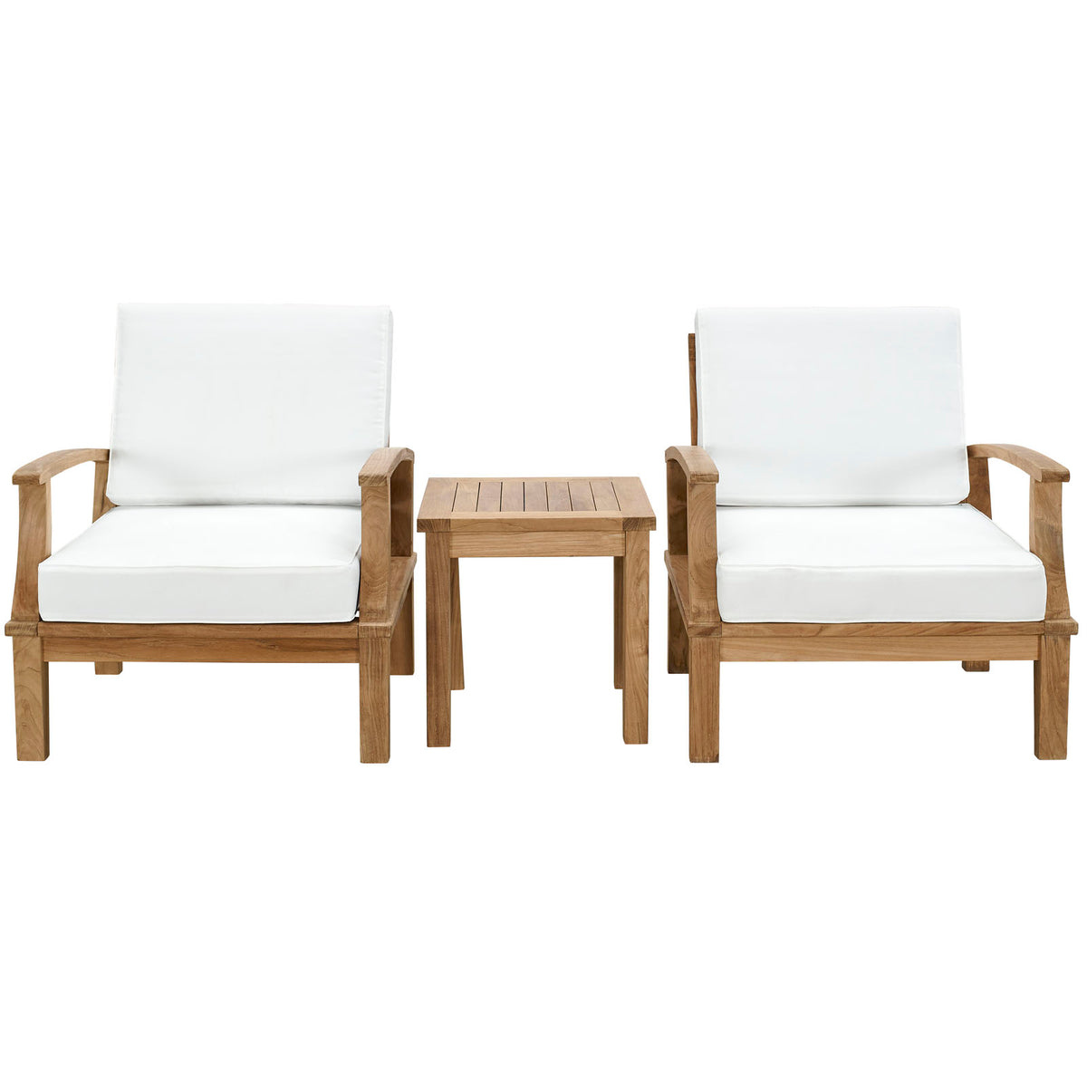 Marina 3 Piece Outdoor Patio Teak Set with Side Table - BUILDMYPLACE