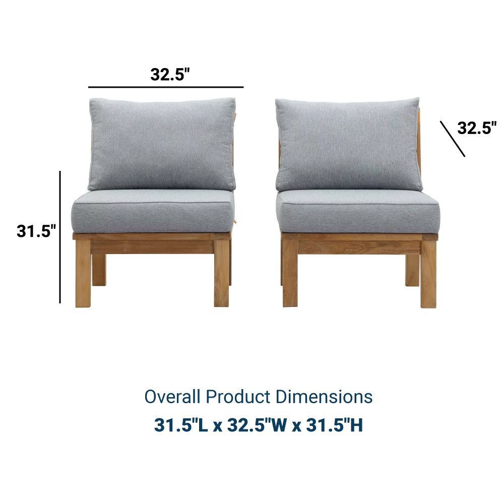 Marina 2 Piece W/ Middle Sofa Outdoor Patio Teak Set - BUILDMYPLACE