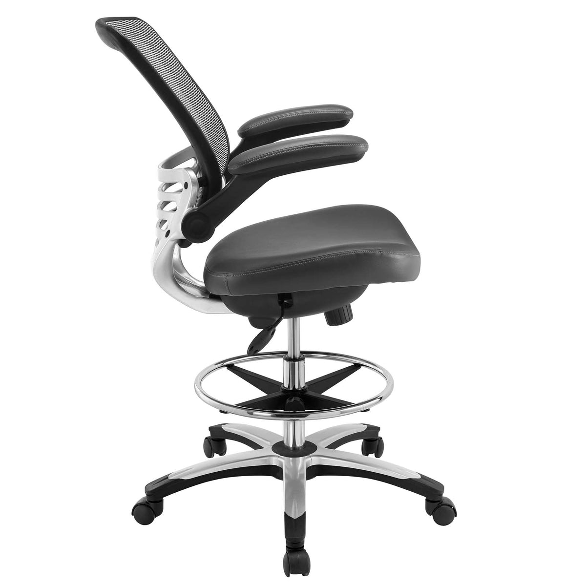 Reception Ergonomic edge Vinyl Drafting Chair With Leg Support - Drafting Stool Office Chair With excellent Back Support - BUILDMYPLACE