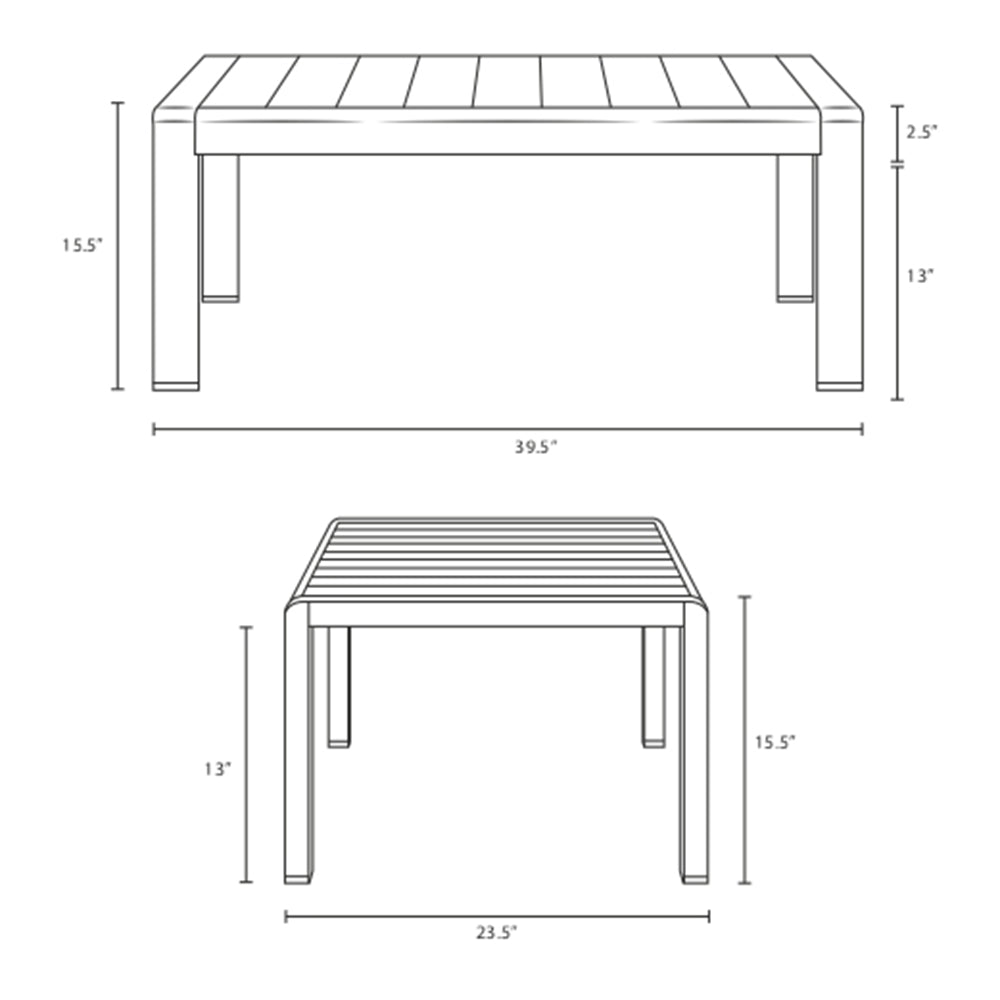 Shore Outdoor Patio Aluminum Coffee Table - BUILDMYPLACE