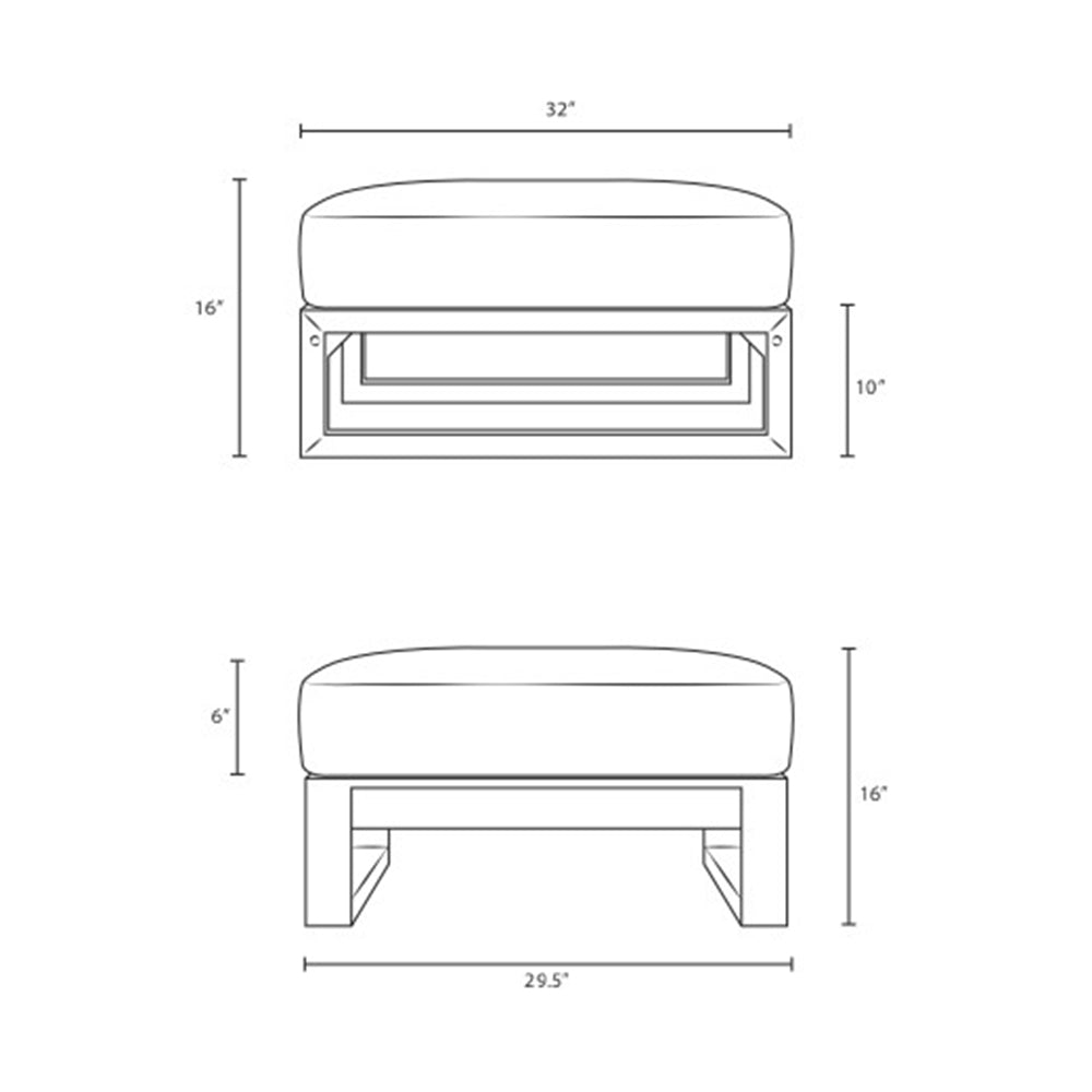 Upland Outdoor Patio Teak Ottoman - BUILDMYPLACE