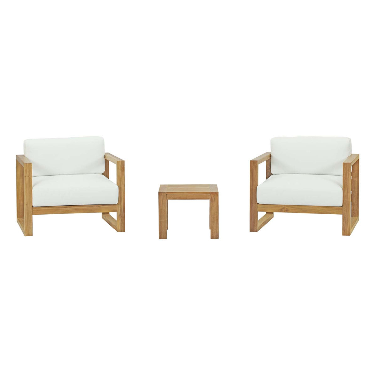 Upland 3 Piece 2 Seater Outdoor Patio Teak Set With Upland Side Table - BUILDMYPLACE