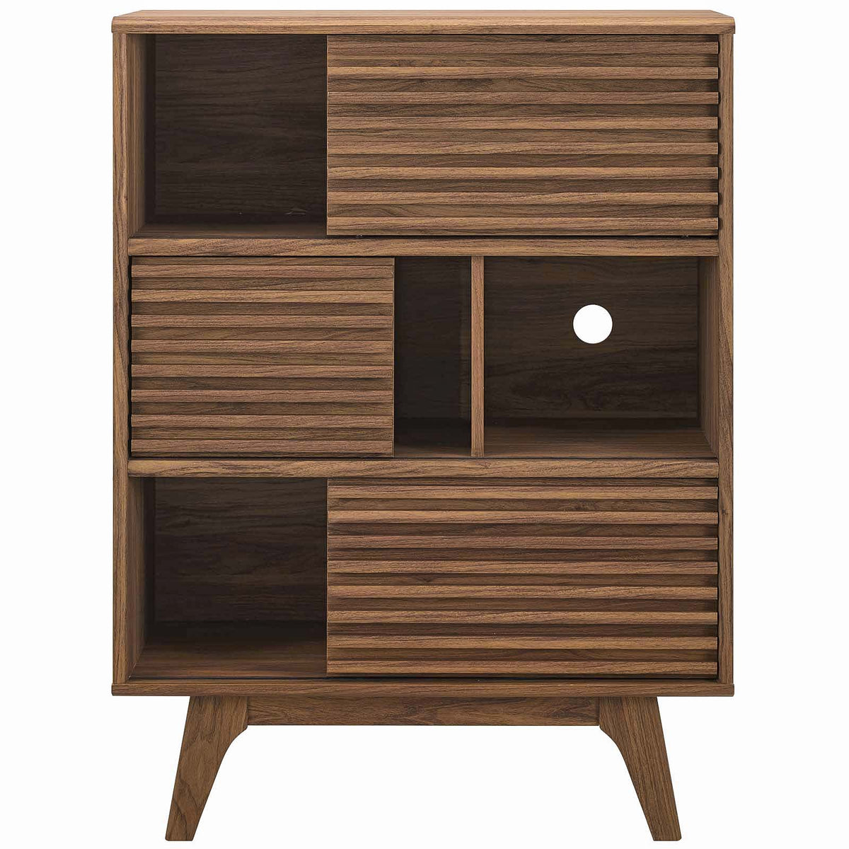 Modern Render Three Tier Display Floor Stand Cabinet - Book Matched Open Shelf Cabinet - BUILDMYPLACE