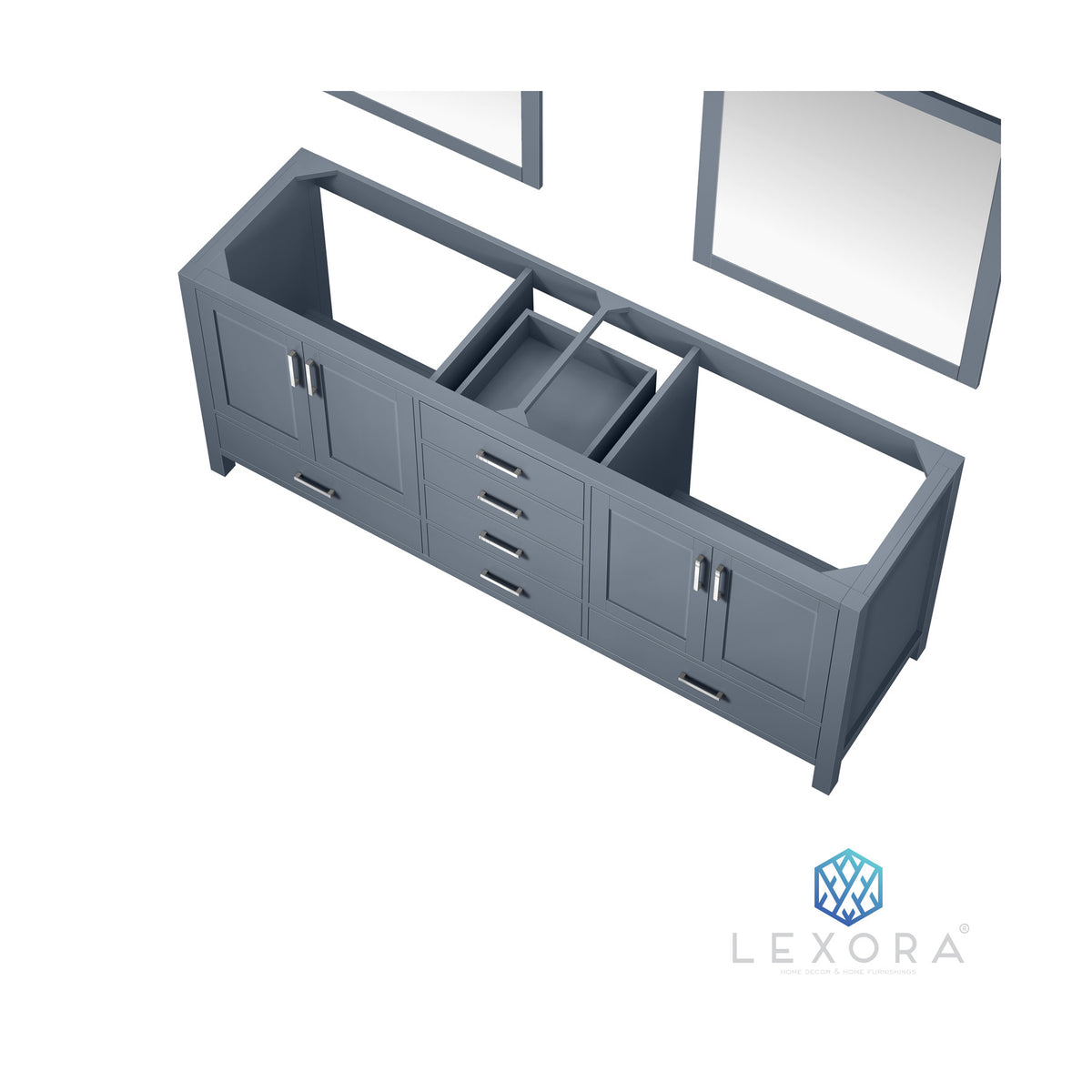 Jacques 80" Dark Grey Double Vanity, no Top and 30" Mirrors