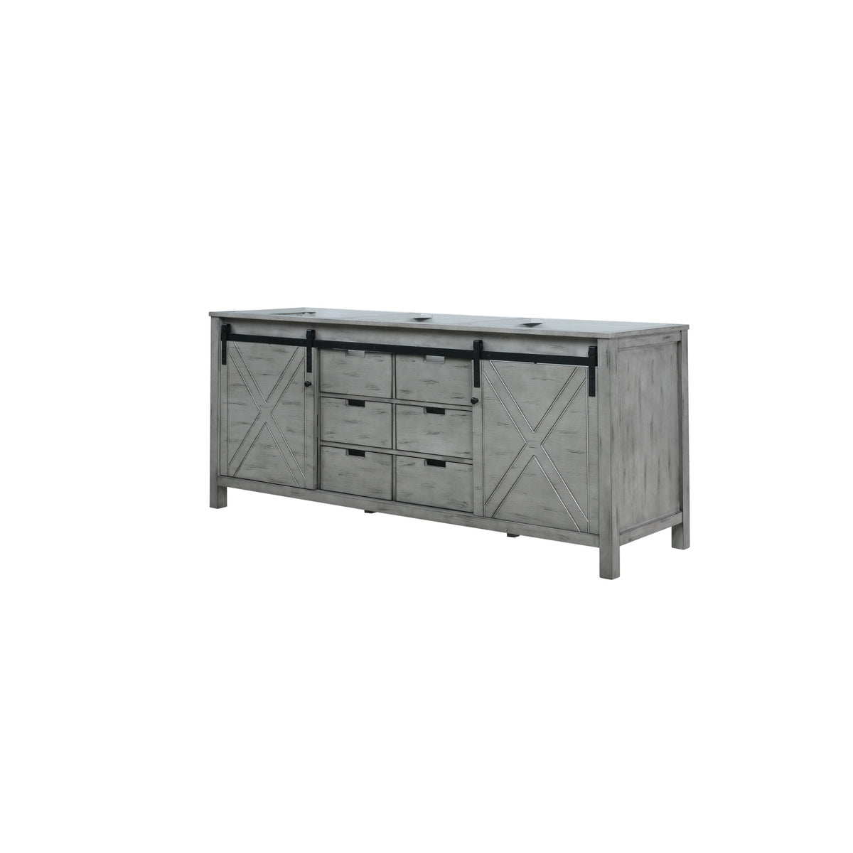 Marsyas 80" Ash Grey Double Vanity Ash Grey, White Quartz Top, White Square Sinks and 30" Mirrors w/ Faucets