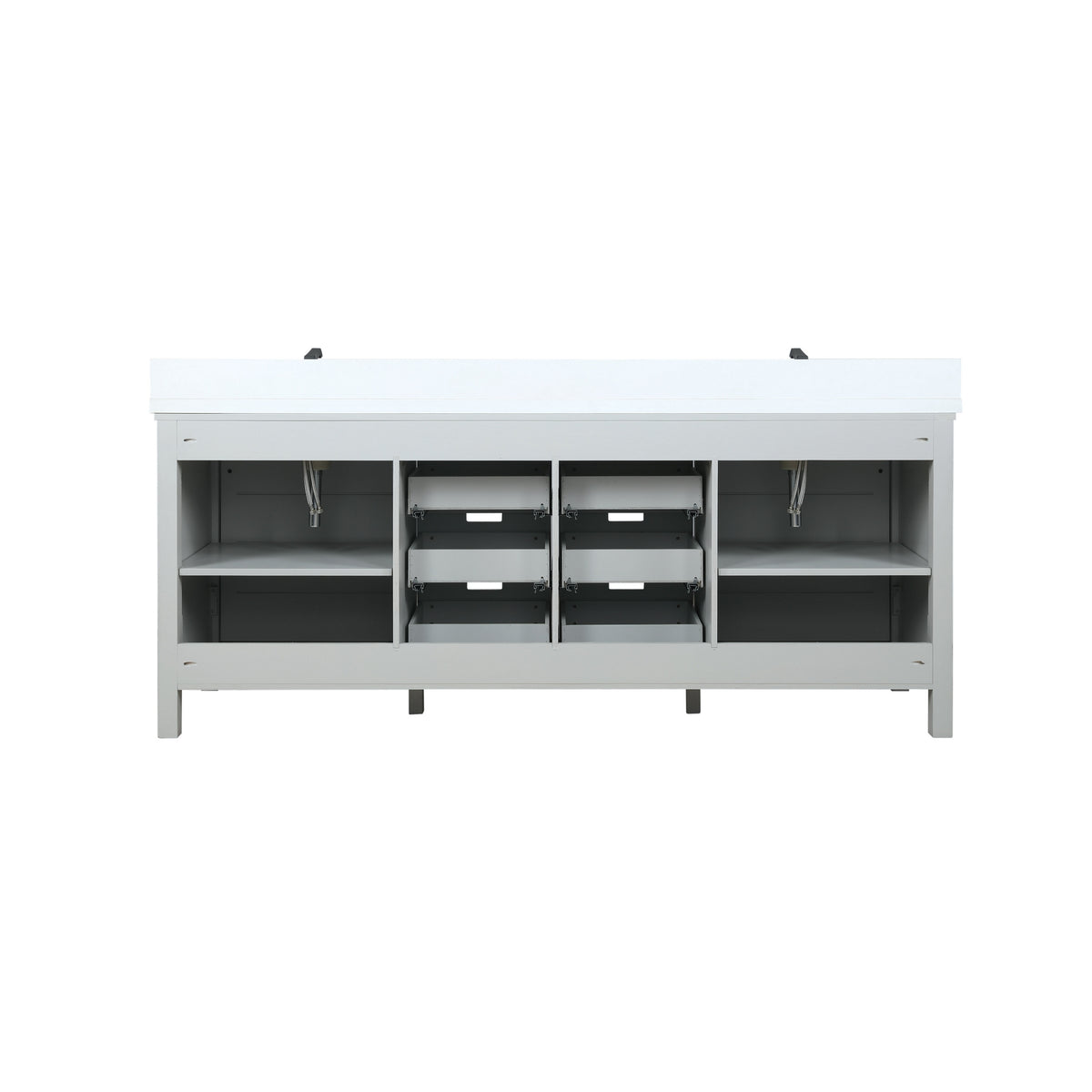 Marsyas 80" Ash Grey Double Vanity Ash Grey, White Quartz Top, White Square Sinks and 30" Mirrors w/ Faucets