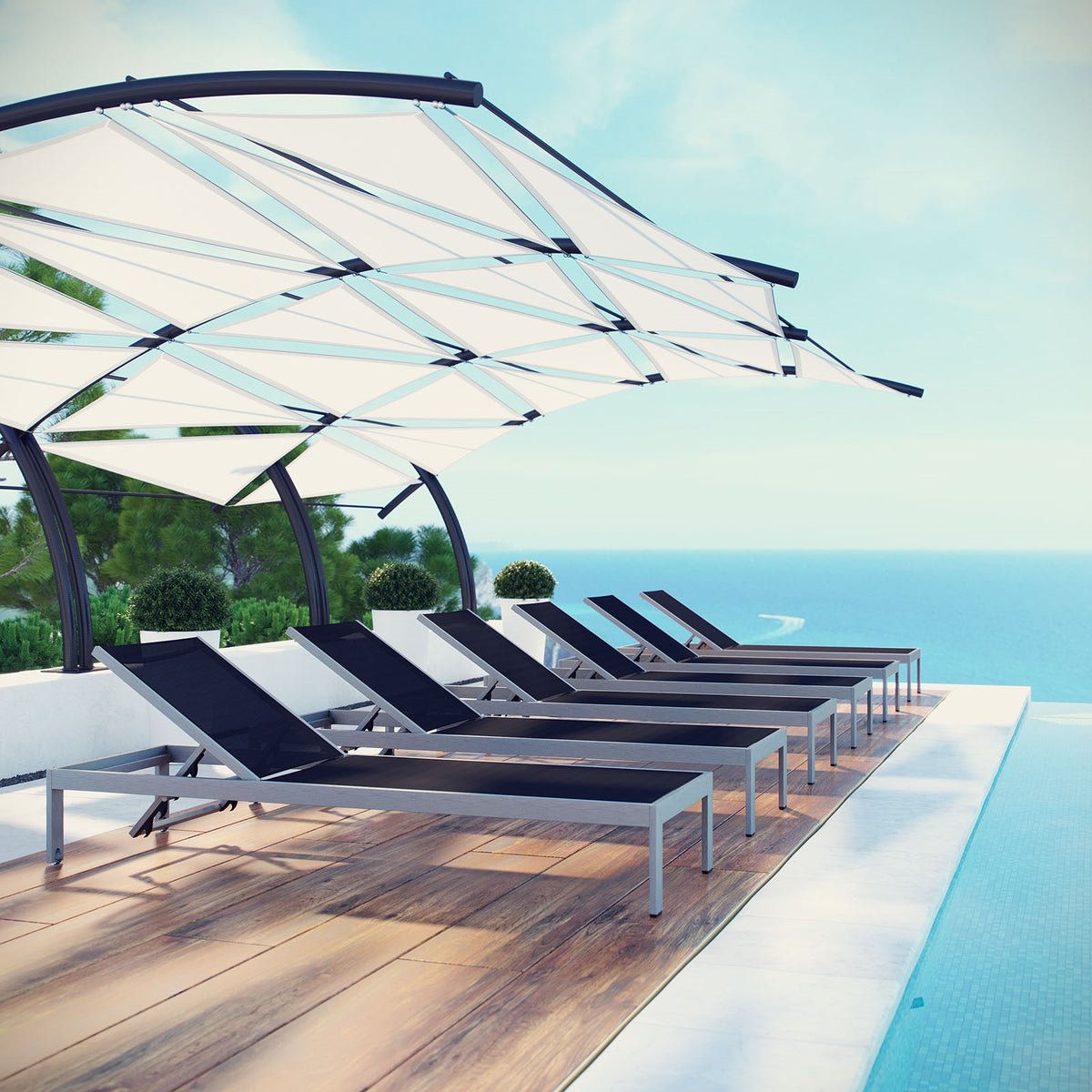Shore Outdoor Patio Aluminum Mesh Chaise - BUILDMYPLACE